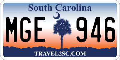 SC license plate MGE946