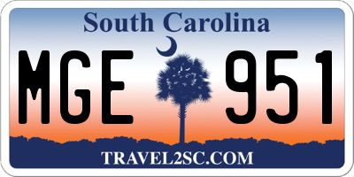 SC license plate MGE951