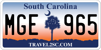 SC license plate MGE965