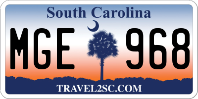SC license plate MGE968