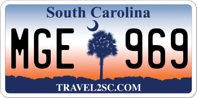 SC license plate MGE969