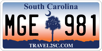 SC license plate MGE981