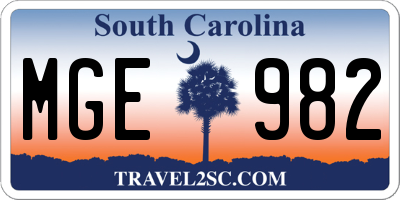 SC license plate MGE982