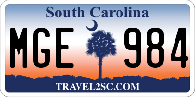 SC license plate MGE984
