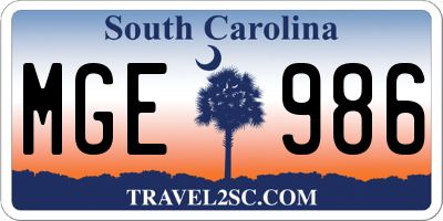 SC license plate MGE986
