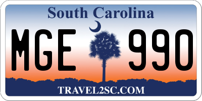 SC license plate MGE990