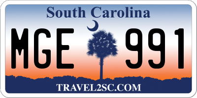 SC license plate MGE991