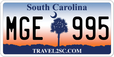 SC license plate MGE995