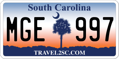 SC license plate MGE997