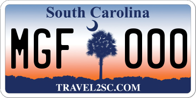 SC license plate MGF000