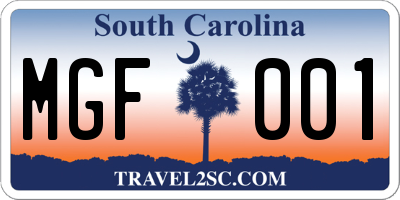 SC license plate MGF001