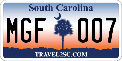 SC license plate MGF007