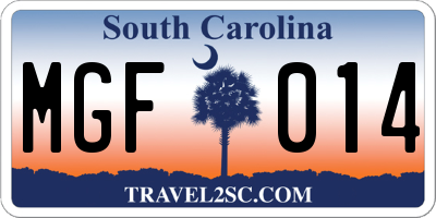 SC license plate MGF014