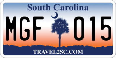 SC license plate MGF015