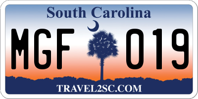 SC license plate MGF019