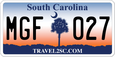 SC license plate MGF027
