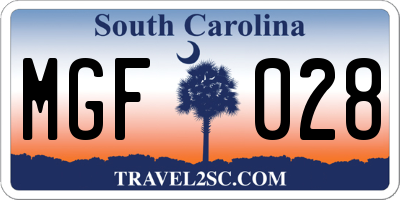 SC license plate MGF028
