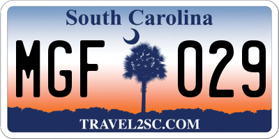 SC license plate MGF029