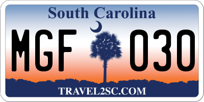 SC license plate MGF030