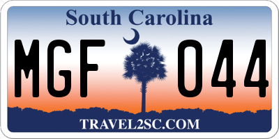 SC license plate MGF044