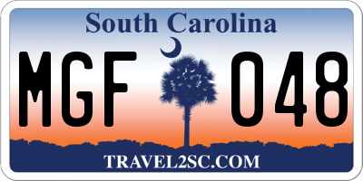 SC license plate MGF048