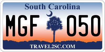 SC license plate MGF050
