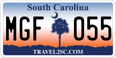 SC license plate MGF055