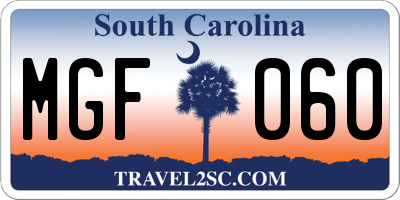 SC license plate MGF060