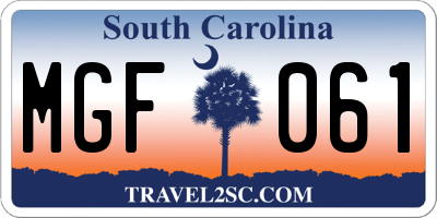 SC license plate MGF061