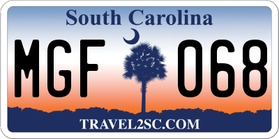 SC license plate MGF068