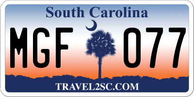 SC license plate MGF077