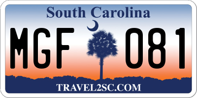 SC license plate MGF081