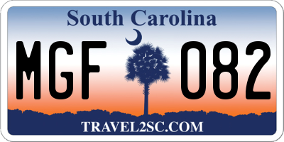 SC license plate MGF082