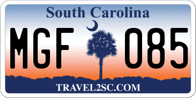 SC license plate MGF085