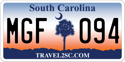 SC license plate MGF094