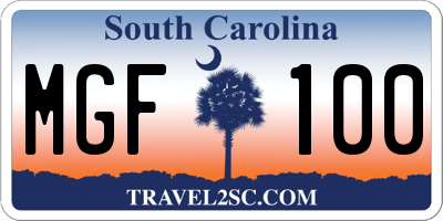 SC license plate MGF100