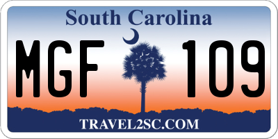 SC license plate MGF109