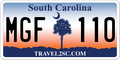 SC license plate MGF110
