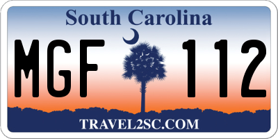 SC license plate MGF112