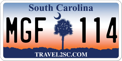 SC license plate MGF114