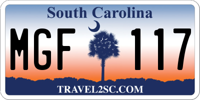 SC license plate MGF117