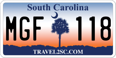 SC license plate MGF118