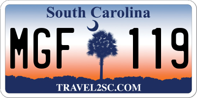 SC license plate MGF119