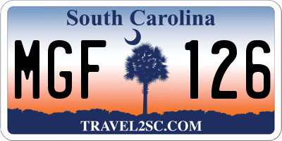SC license plate MGF126