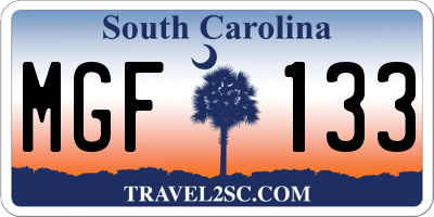 SC license plate MGF133