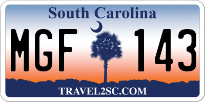 SC license plate MGF143
