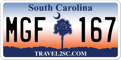 SC license plate MGF167