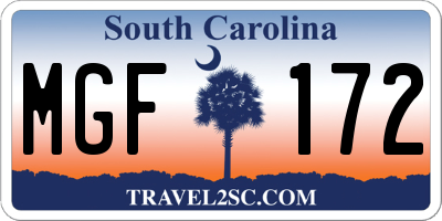 SC license plate MGF172