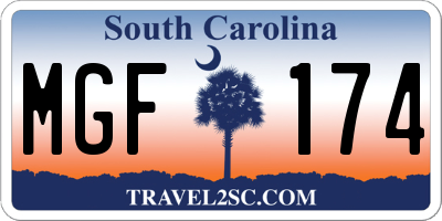 SC license plate MGF174
