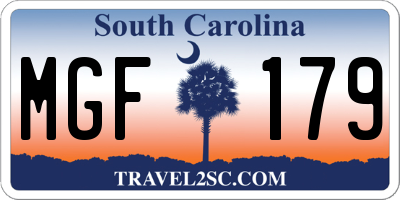 SC license plate MGF179